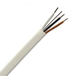 Zexum White 1.5mm 16A 3 Core and Earth Brown Black Grey Fire Resistant Rated BASEC Approved Power Cable - 1 Meter