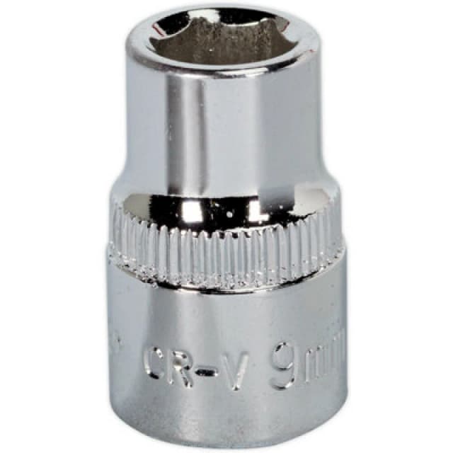 Loops 9mm Forged Steel Drive Socket - 3/8" Square Drive - Polished Chrome Vanadium Metallics