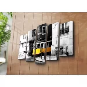 5PATK-55 Multicolor Decorative Canvas Painting (5 Pieces)