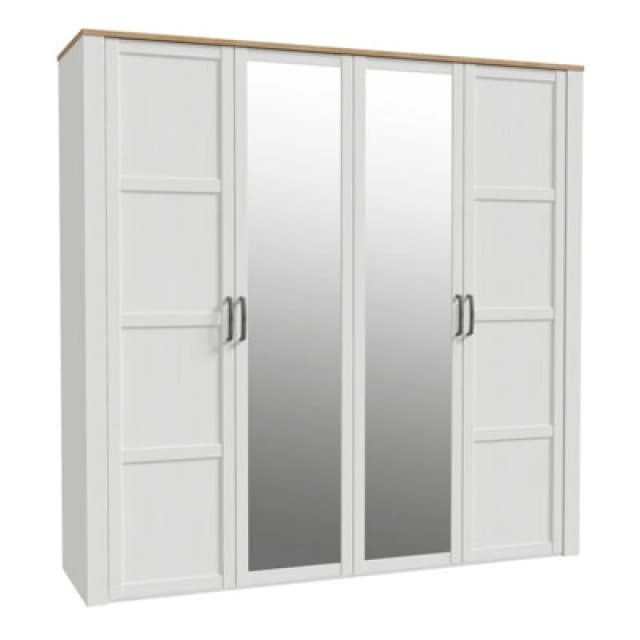 Furniture To Go Bohol 2 Door 2 Mirrored Door Wardrobe In Riviera Oak/white