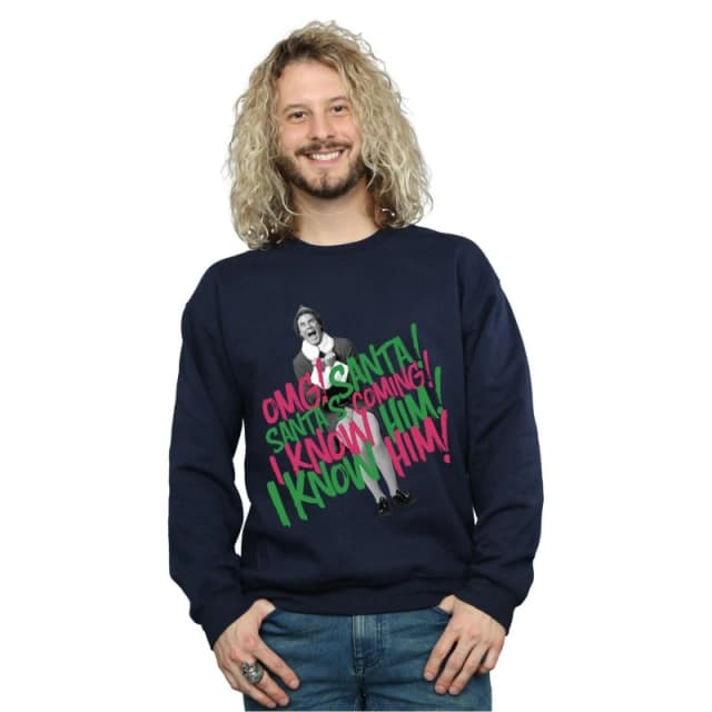 Elf Elf Men Santa's Coming Sweatshirt in Navy Size: Small Navy S Male 5057736093276