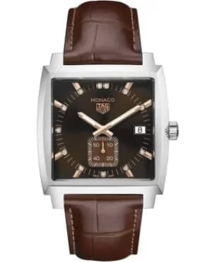 Tag Heuer Monaco Automatic Brown Dial Leather Strap Womens Watch WAW131E.FC6420 WAW131E.FC6420