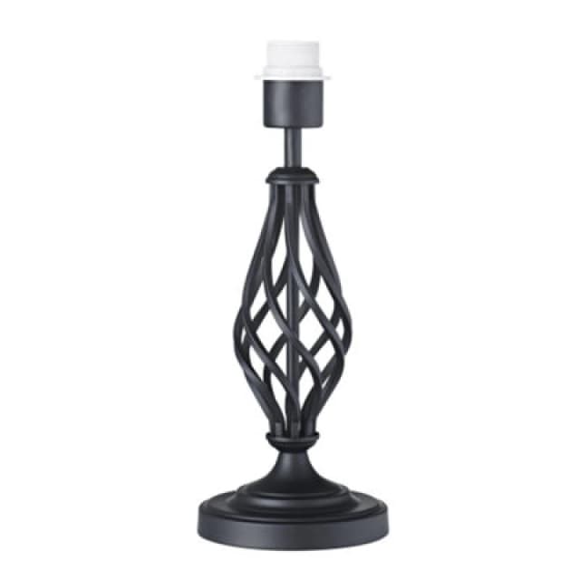 Happy Homewares Traditional Black Table Lamp Base With Twist Metal Stem Design And Inline Switch