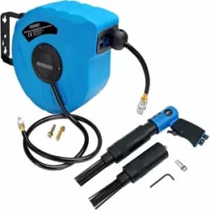 Monzana Hose Reel Pneumatic Compressed Air Tool Set DIY Garage Workshop Equipment 10m Druckluft Schlauchtrommel + Nadelentroster (de)