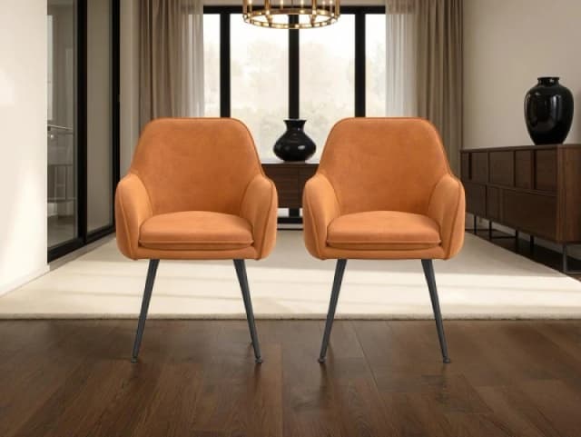 LPD Tara Set of 2 Rust Velvet Dining Chairs