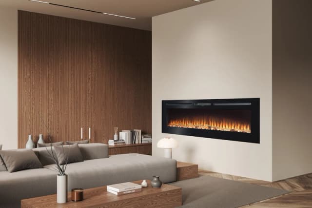Adam Fires & Fireplaces Orlando Inset / Wall Mounted Electric Fire, 60" in Black Unisex