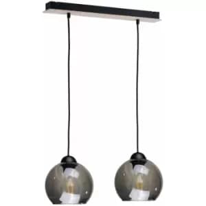 Keter Wood Bar Pendant Ceiling Light Black, 50cm, 2x E27