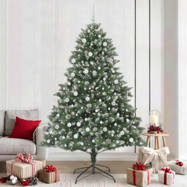 vidaXL Artificial Christmas Tree with Stand, White Balls Green 160 x 160 x 240 cm, Green 3395260