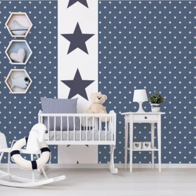 Galerie Deauville 2 Marine Blue White Deauville Star Smooth Wallpaper