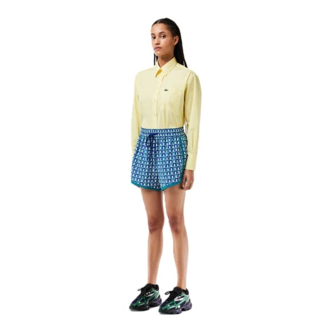 Lacoste Womens Graphic Woven Tracksuit Shorts Mascarpone/Sloe female 8 (36)