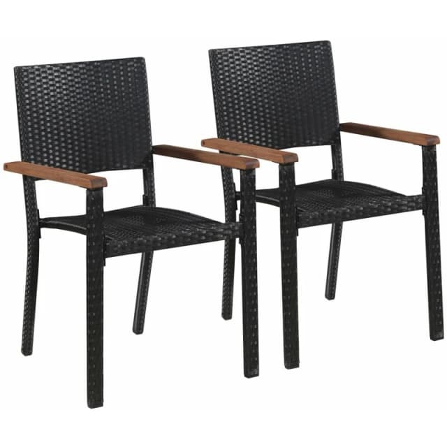 VIDAXL Outdoor Chairs 2 pcs Poly Rattan Black Vidaxl 8718475601661