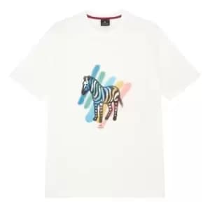 Paul Smith Stripe Zebra Print T Shirt - White