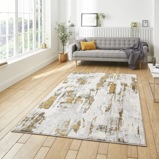 Apollo Marble Effect Rug Gold