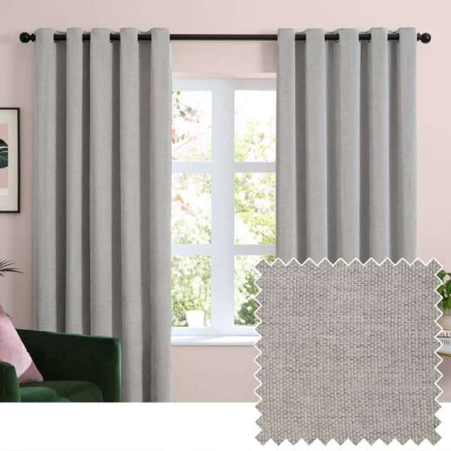 Furn Soft Chenille Blackout Eyelet Curtain Pair in Silver Size: 117cm width x 137cm drop Silver Unisex 117cm width x 137cm drop