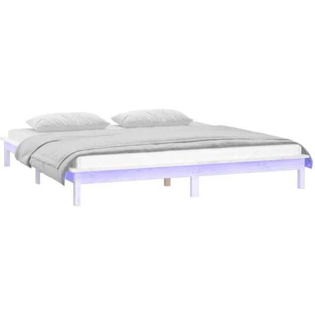 vidaXL LED Bed Frame White 160x200cm Solid Wood, White 820617