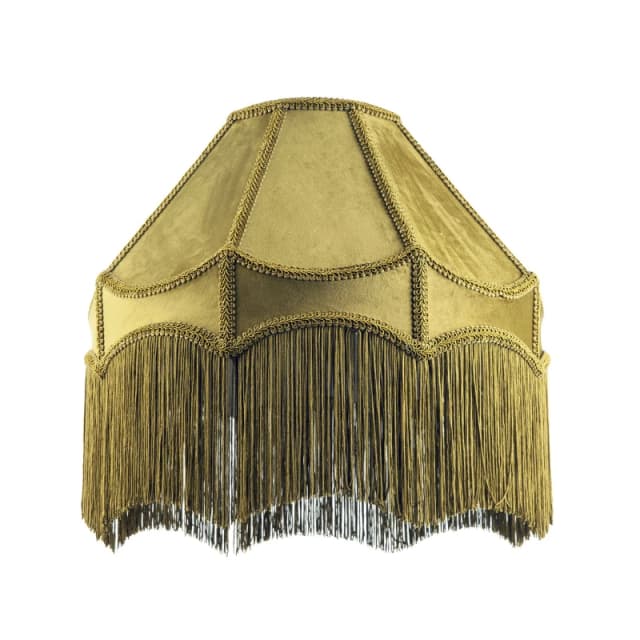 Happy Homewares Traditional Victorian Empire Soft Velvet Lamp Shade with Lengthy Tassels in Olive Size: 16" Olive Unisex 16"
