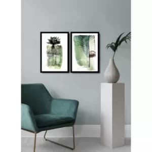 2PSCTCIZ-019 Multicolor Decorative Framed MDF Painting (2 Pieces)