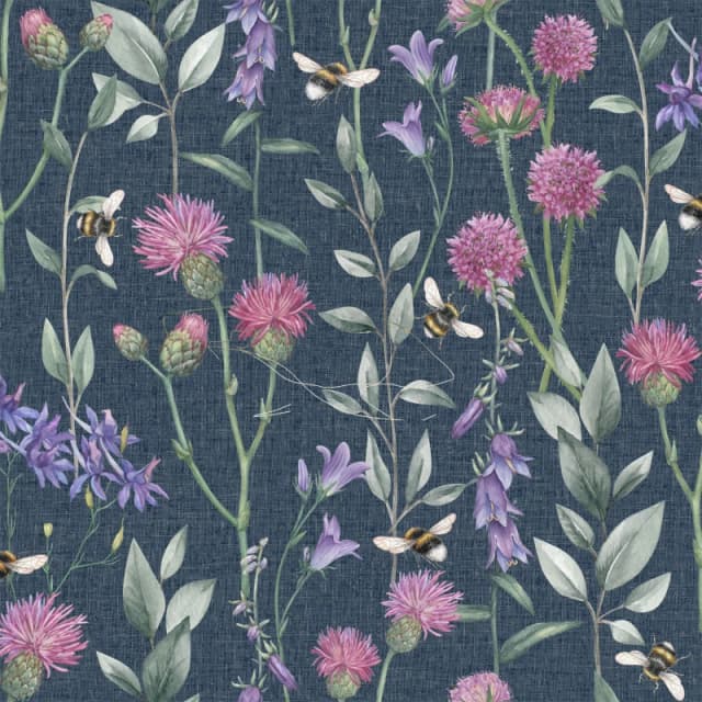 Arthouse Bumblebee Meadow Navy Wallpaper Wallpaper One Size Blue 70720318000
