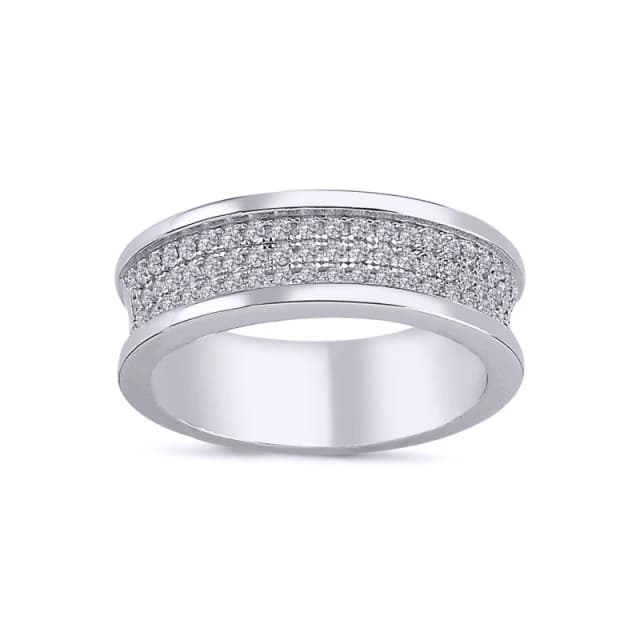 Jewelco London Silver CZ 3-row Pave Wedding Band Style Half Eternity Ring - ARN142 Silver