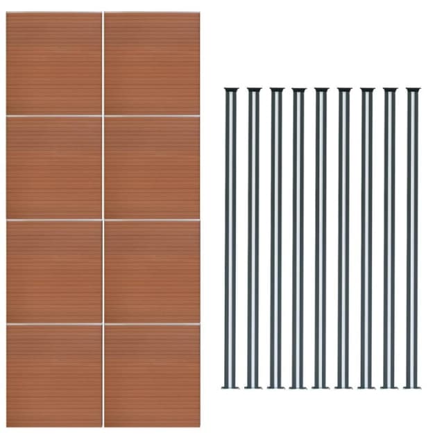 Monstershop Composite Fence Panels & LED Posts 6ft x 46ft - Brown Brown Unisex