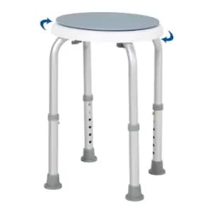HOMCOM 360° Swivel Seat Bath Shower Stool Adjustable Height w/ Aluminium Frame Non-Slip Feet Chair Safe Support Home Assistance