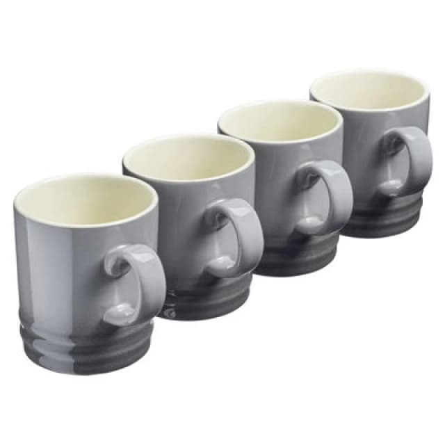 Cooks Professional Set Of 4 Colourful Stoneware Mugs - Tea Coffee Drinking Cups 350Ml Capacity - Dishwasher & Microwave Safe - Grey