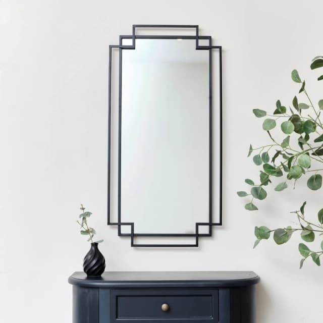 Melody Maison Black Matt Wall Mirror 94cm X 48cm Black