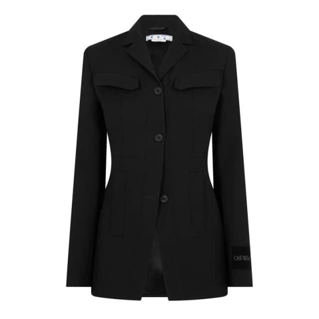 Off White Womens Toy Box Belted Virgin Wool Long Sleeve Blazer Black 1000 female XXS (36)