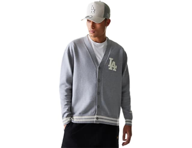 New Era Mlb Knit Los Angeles Dodgers Jacket Grey L