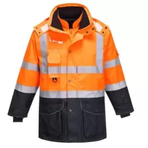 Oxford Weave 300D Class 3 Hi Vis 7-in-1 Contrast Traffic Jacket Orange / Navy XL