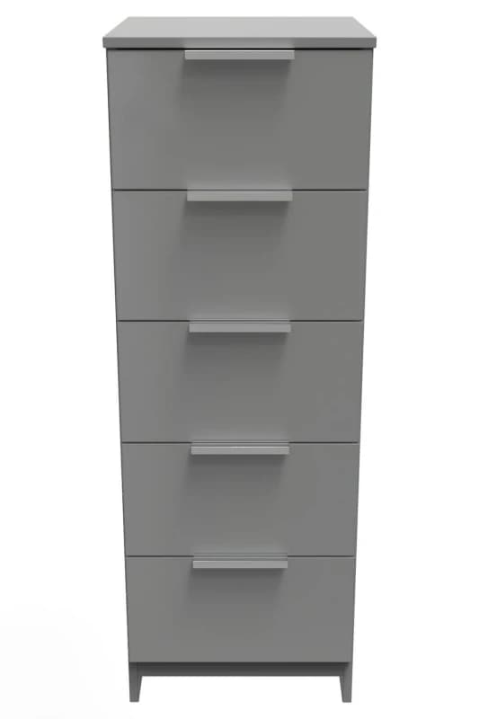 Poole 5 Drawer Tallboy In Uniform Grey & Dusk Grey (Ready Assembled)