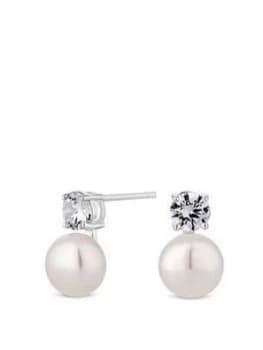 Simply Silver Sterling Silver Pearl And Cubic Zirconia Stud Earrings