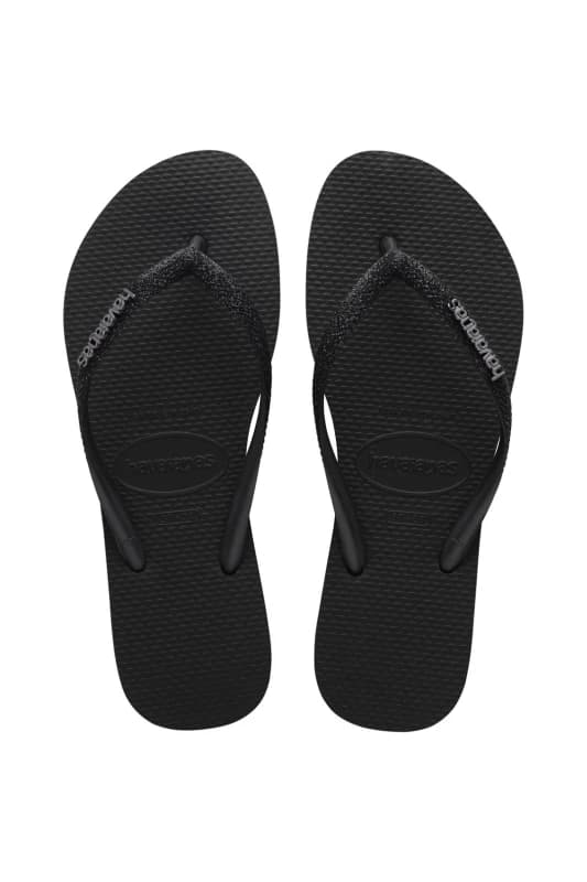 Havaianas Slim Glitter II Flip Flops metallic Black Women 35/36 (2.5 to 3.5)