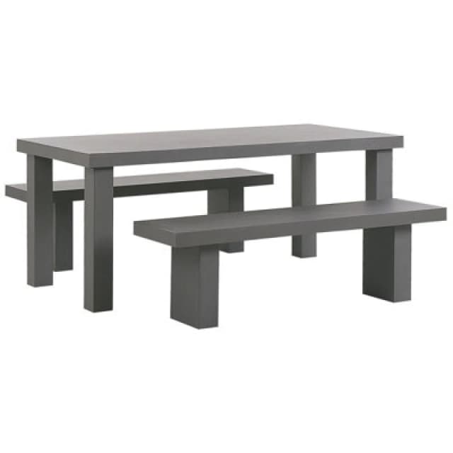 Beliani Garden Dining Set With Benches 4 Seater Taranto Concrete Grey