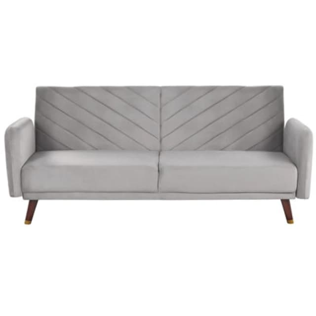 Beliani Sofa Bed 3 Seater Senja Velvet Light Grey