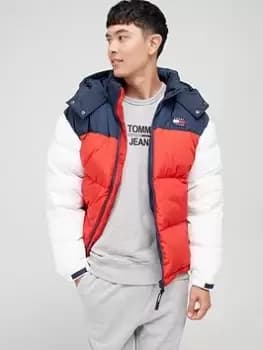 Tommy Jeans TJM Color Block Alaska Padded Jacket - Navy/Red/White, Twilight Navy Size M Men