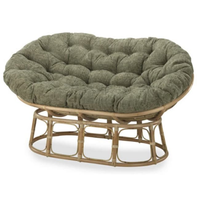Desser Papasan Sofa Indoor In Natural With Sage Green Cushion Adjustable Frame