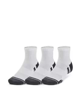Under Armour Mens Training Performance Tech 3pk Quarter Socks, White, Size L, Men
