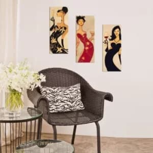 XTP017 Multicolor Decorative Framed MDF Painting (3 Pieces)