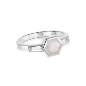 Rings 925 Sterling Silver Beloved Moonstone Hexagon Ring Sterling Silver