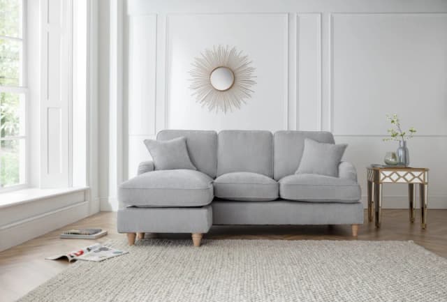 The Great Sofa Company Orla Left Hand Chaise Sofa Manhattan Navy in Light Grey Light Grey Unisex