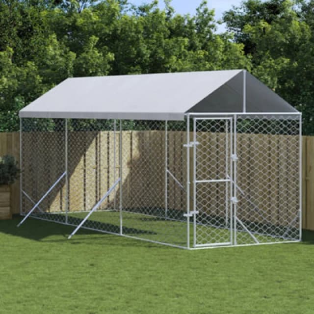VIDAXL Outdoor Dog Kennel with Roof Silver 2x6x2.5 m Galvanised Steel vidaXL 3190483
