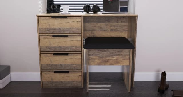 Fuji 4 Drawer Vanity In Vintage Oak (Ready Assembled)