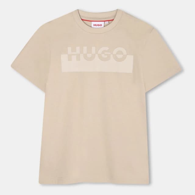 Hugo Kids Split Logo Regular Fit T-Shirt Sand male 12Y
