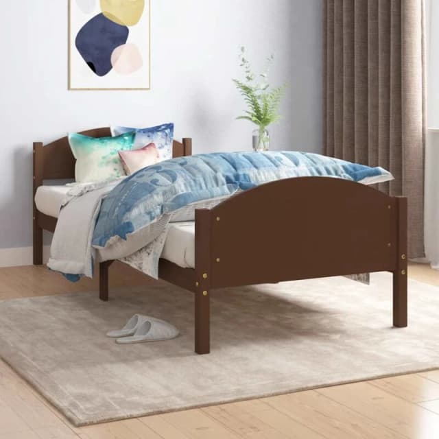 VIDAXL Bed Frame without Mattress Dark Brown Solid Pine Wood 100x200cm Vidaxl 8720286578933