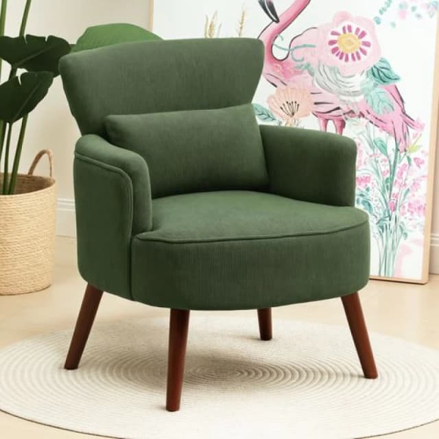 HOMCOM Armchair with Padded Seat and Backrest for Living Room, Green Green