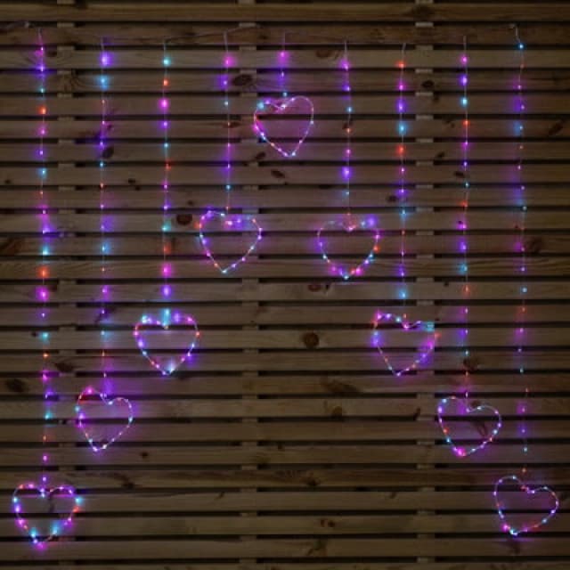 Samuel Alexander 1.2M X 1.2M Light Up Heart Pin Wire Christmas Curtain Lights With 303 Rainbow Leds