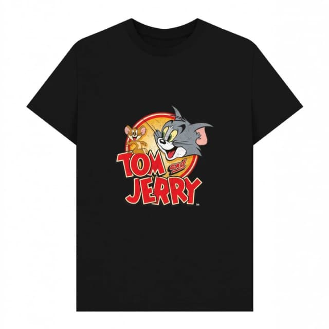 Tom & Jerry Mens Vintage T-Shirt in Black Size: Small Black Male S