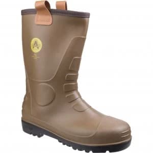 Amblers Mens Safety FS95 Waterproof PVC Pull On Safety Rigger Boots Tan Size 10