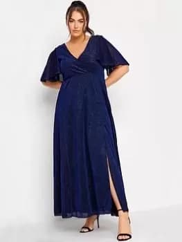 Yours Metallic Maxi Dress, Blue, Size 16, Women
